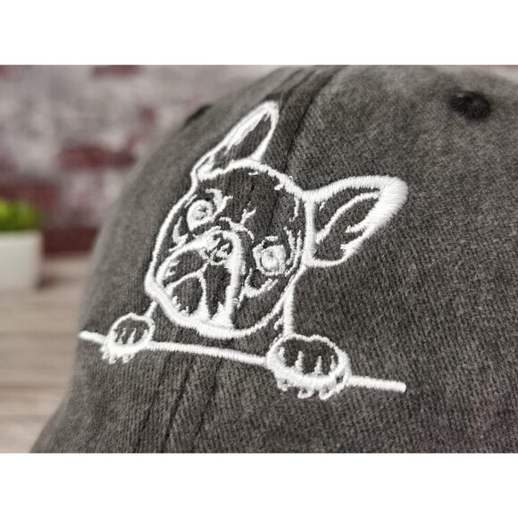 French Bulldog Dog Dad Hat Cotton Washed Black Adjustable Cap Gift - Picture 3 of 7